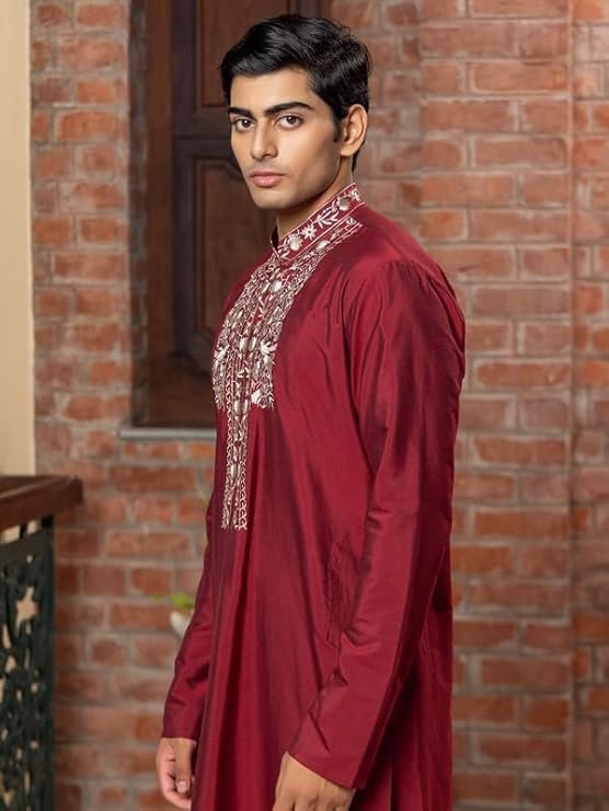 Saha Embroidered Katan Kurta for Men – Elegant, and Perfect for Festive & Special Occasions - Image 2