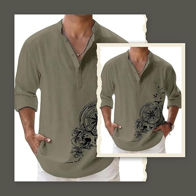 Men's Cotton Blend Mandarin Collar Self - Image 2