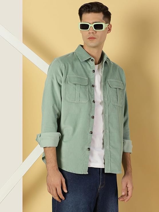 Men's Cotton Slim Fit Premium Corduroy Long Sleeve Casual Shirt - Image 2