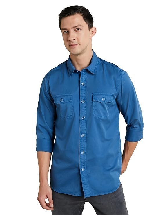Men's Casual Washed Cotton Twill Shirt