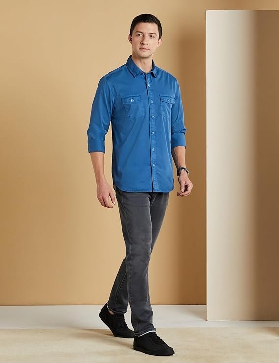 Men's Casual Washed Cotton Twill Shirt - Image 3