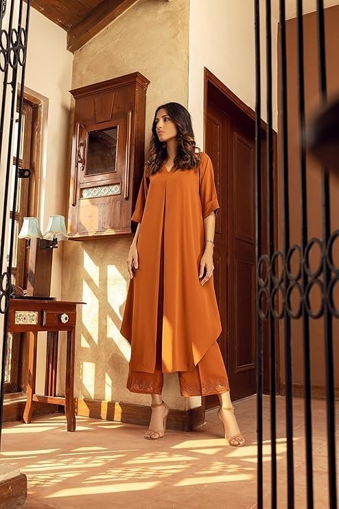 Women's Pure Cotton Rust Co-ord Set - Image 2