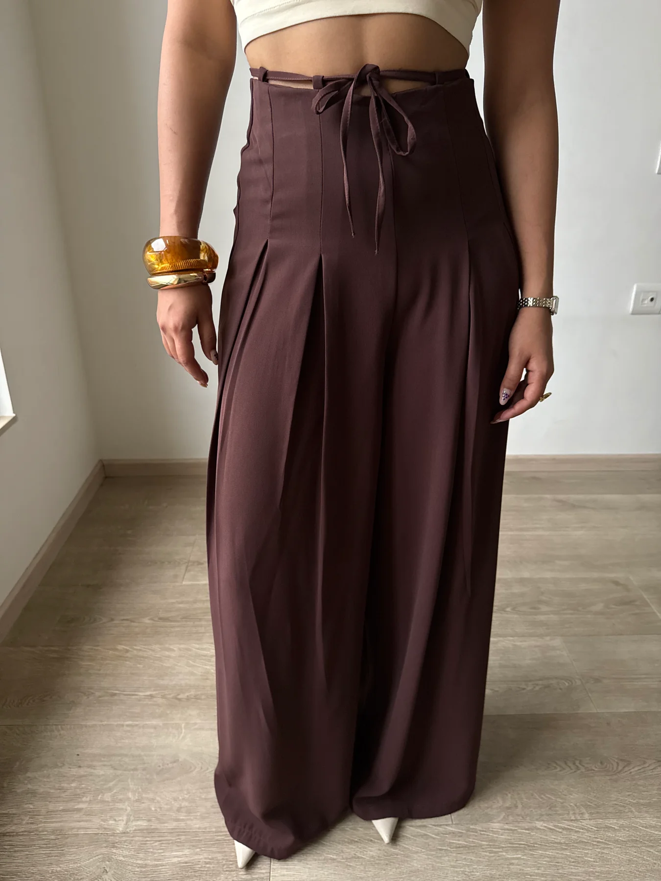 Cinched Drawstring Wide Leg Pants - Image 2