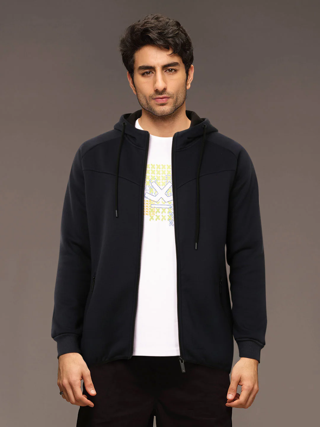 Bold Black Hooded Sweatshirt - Image 2